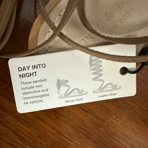 Rag & Bone Gladiator Sandal SIZE 6.5 Tan Festival Gold Ankle Wrap Laces $375 NEW - Picture 9 of 11